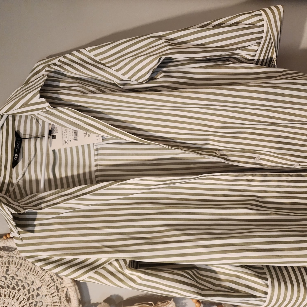 Striped Green and White Men's Shirt